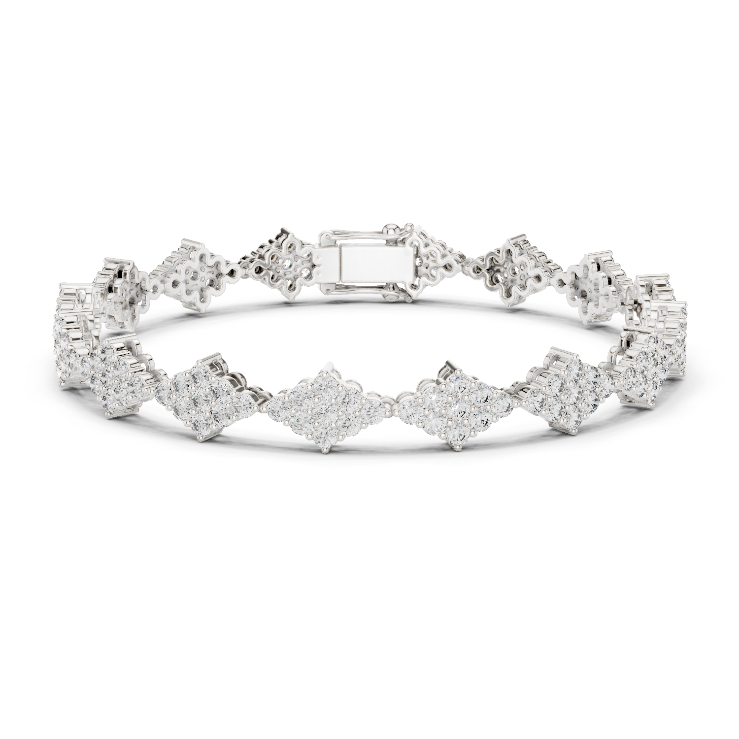 925 Silver Cluster Moissanite Tennis Bracelet 14K Gold Plated