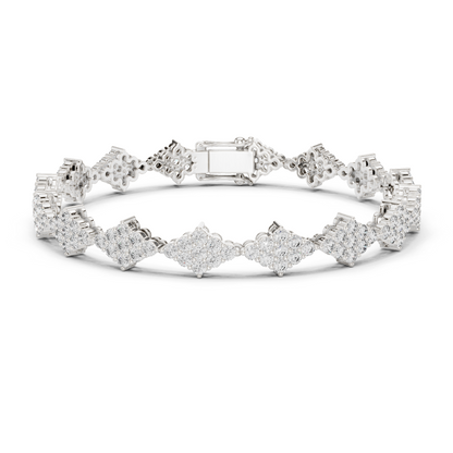 925 Silver Cluster Moissanite Tennis Bracelet 14K Gold Plated