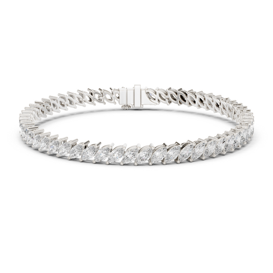 925 Silver Marquise Moissanite Tennis Bracelet 14K Gold Plated
