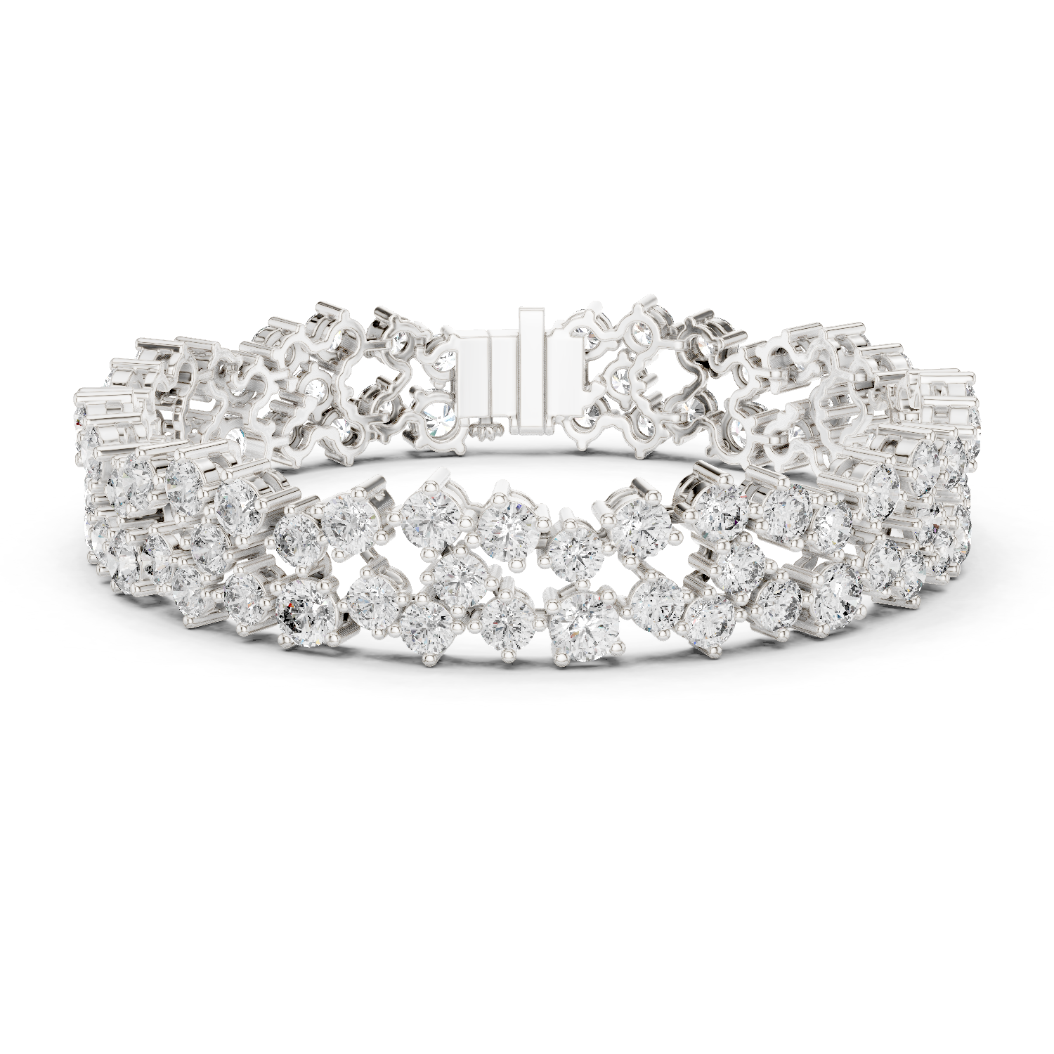 925 Silver Round Moissanite Tennis Bracelet 14K Gold Plated