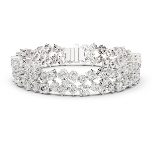 925 Silver Round Moissanite Tennis Bracelet 14K Gold Plated