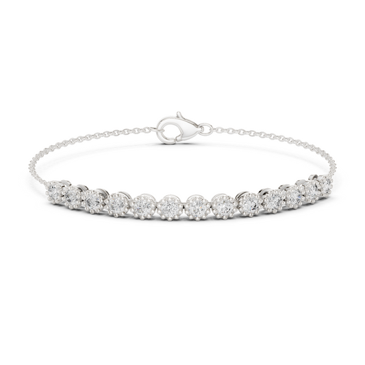 925 Silver Moissanite Milgrain Bezel Bracelet 14K Gold Plated