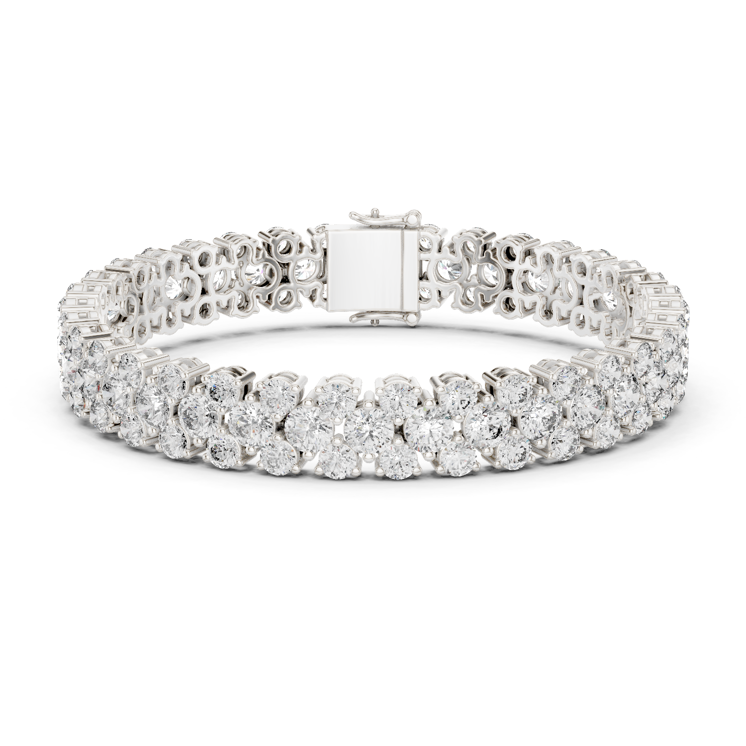 925 Silver Floral Cluster Moissanite Tennis Bracelet 14K Gold Plated