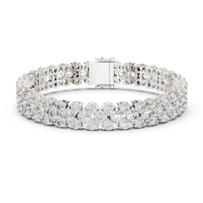 925 Silver Floral Cluster Moissanite Tennis Bracelet 14K Gold Plated