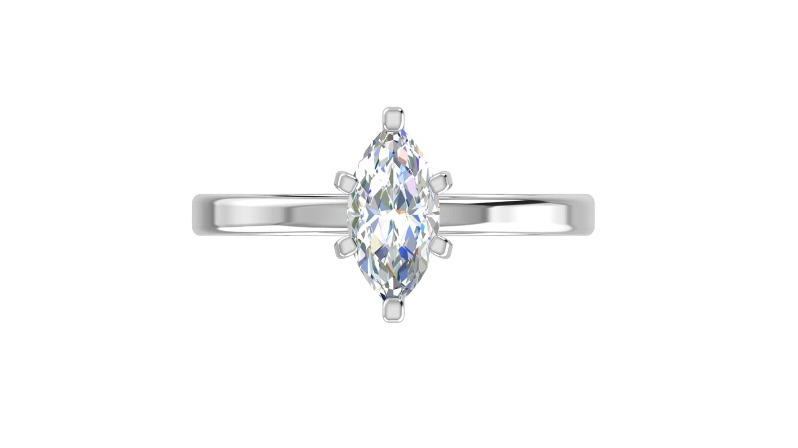 Anello di fidanzamento in moissanite con taglio marquise RKC in argento 925 placcato in oro bianco da donna, peso 3,00 g