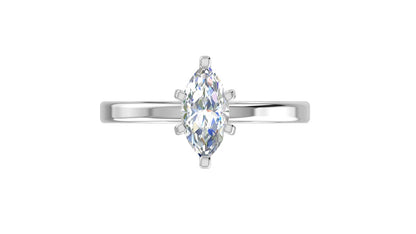 Anello di fidanzamento in moissanite con taglio marquise RKC in argento 925 placcato in oro bianco da donna, peso 3,00 g