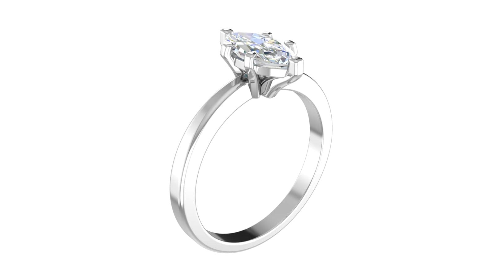 Anello di fidanzamento in moissanite con taglio marquise RKC in argento 925 placcato in oro bianco da donna, peso 3,00 g