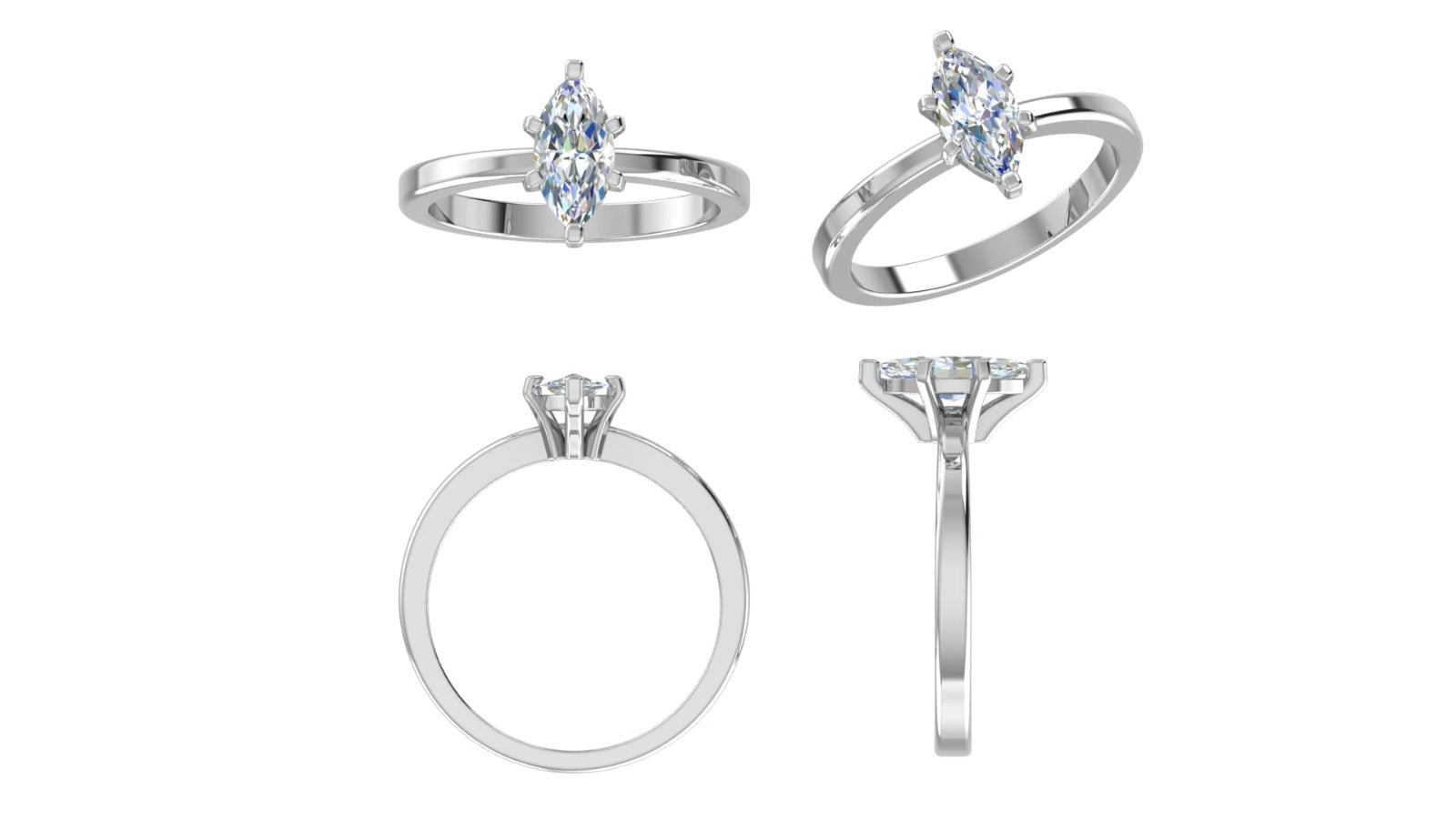 Anello di fidanzamento in moissanite con taglio marquise RKC in argento 925 placcato in oro bianco da donna, peso 3,00 g