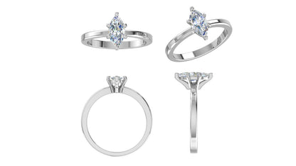 Anello di fidanzamento in moissanite con taglio marquise RKC in argento 925 placcato in oro bianco da donna, peso 3,00 g