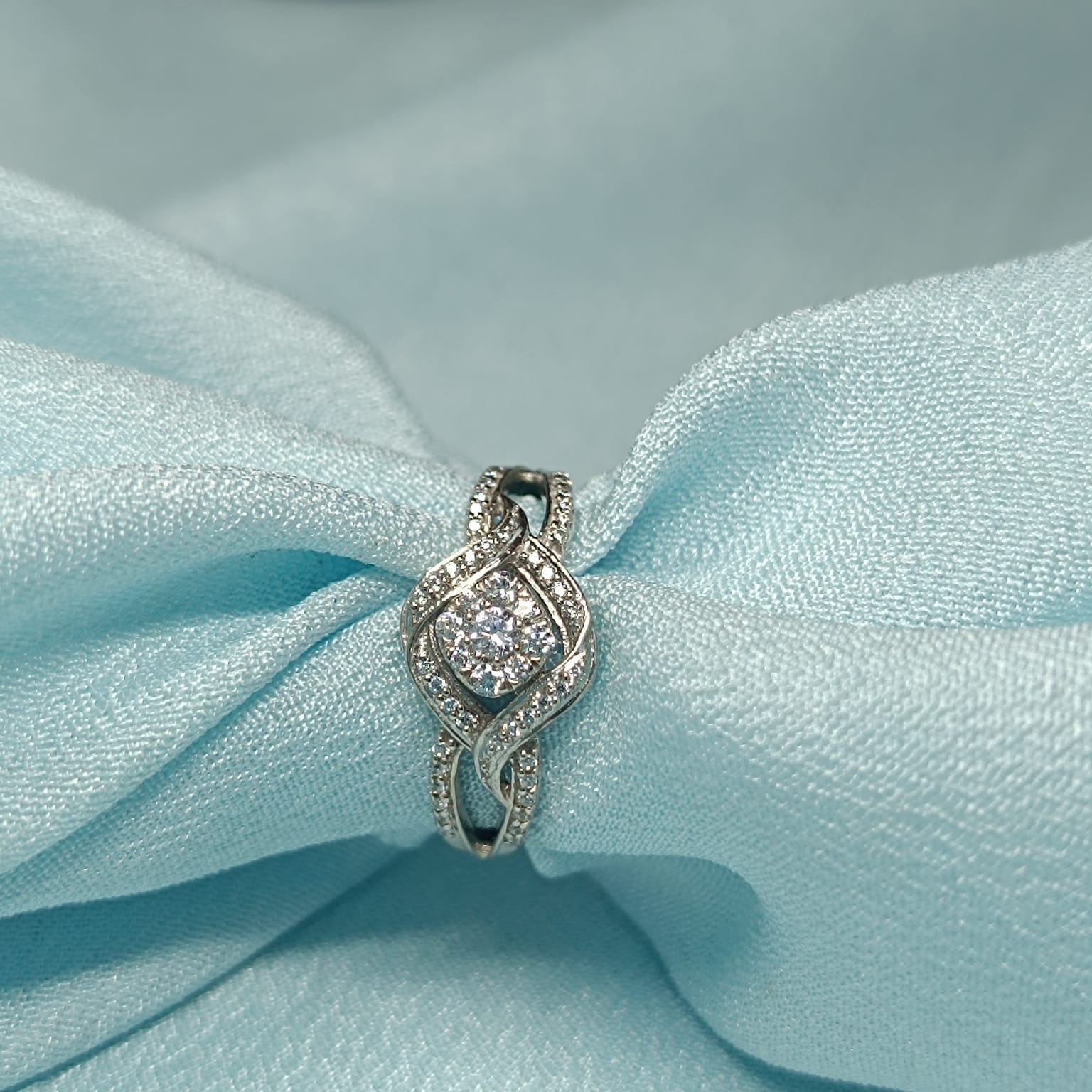 RKC 0.3 Ct Cubic Zirconia Engagement Rings 14k White Gold Plated For Birthday Gift Weight 3 gm