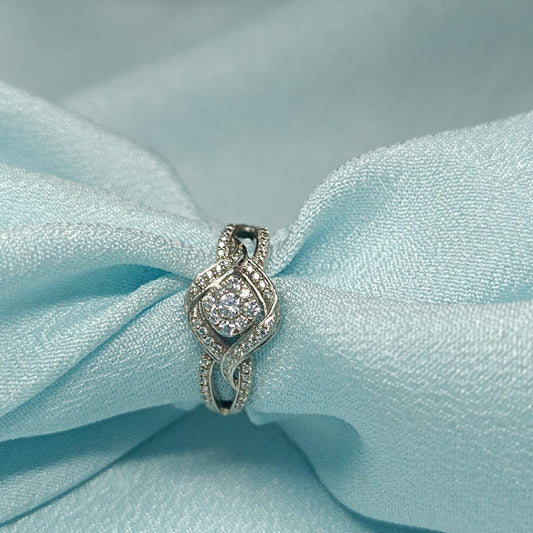 RKC 0.3 Ct Cubic Zirconia Engagement Rings 14k White Gold Plated For Birthday Gift Weight 3 gm