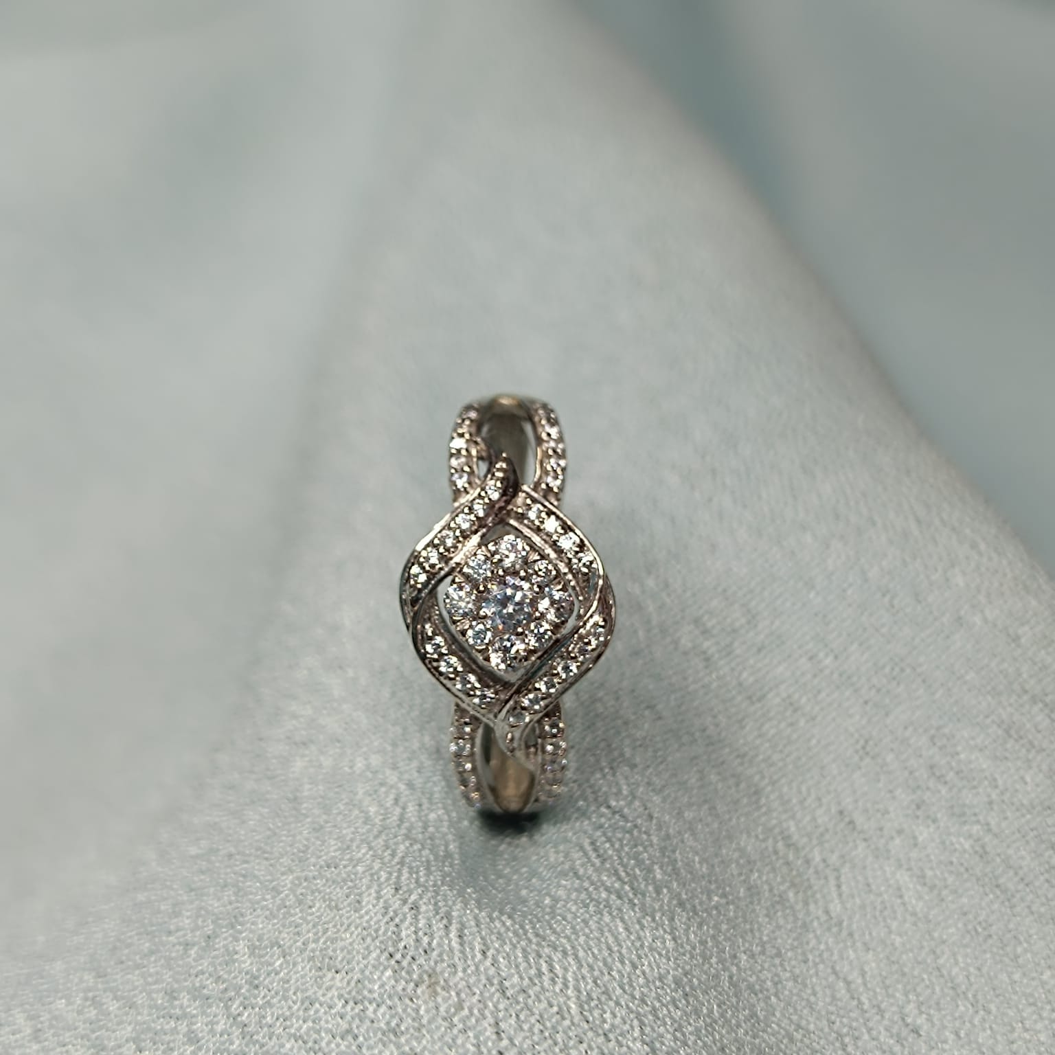 RKC 0.3 Ct Cubic Zirconia Engagement Rings 14k White Gold Plated For Birthday Gift Weight 3 gm
