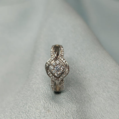 RKC 0.3 Ct Cubic Zirconia Engagement Rings 14k White Gold Plated For Birthday Gift Weight 3 gm