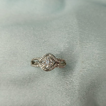RKC 0.3 Ct Cubic Zirconia Engagement Rings 14k White Gold Plated For Birthday Gift Weight 3 gm