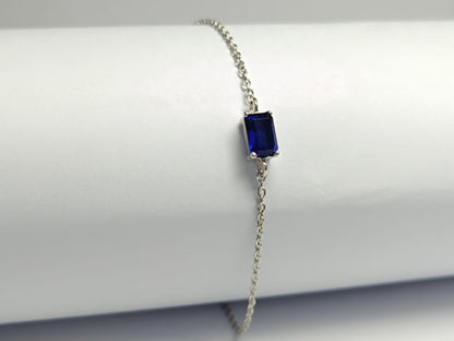 RKC Blue Sapphire Solitaire Charm Bracelets Made With Pure 925 Sterling Silver Weight-3.5 gm