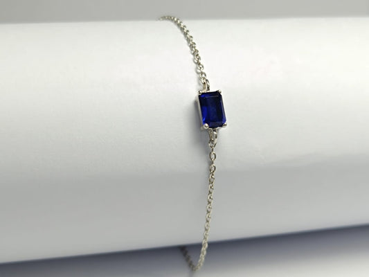 RKC Blue Sapphire Solitaire Charm Bracelets Made With Pure 925 Sterling Silver Weight-3.5 gm