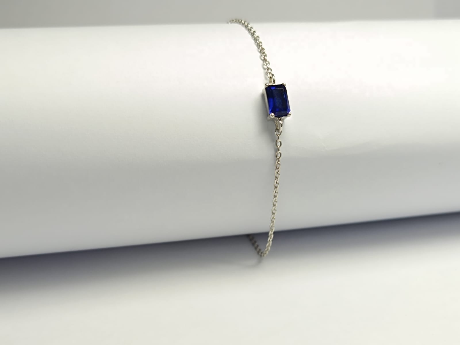 RKC Blue Sapphire Solitaire Charm Bracelets Made With Pure 925 Sterling Silver Weight-3.5 gm