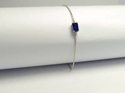 RKC Blue Sapphire Solitaire Charm Bracelets Made With Pure 925 Sterling Silver Weight-3.5 gm
