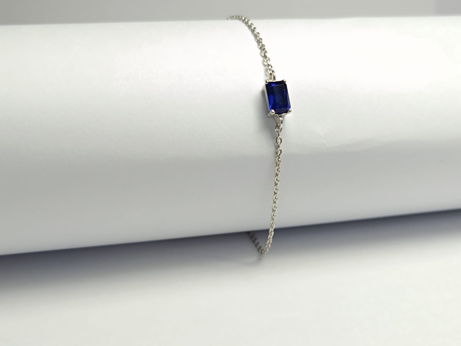 RKC Blue Sapphire Solitaire Charm Bracelets Made With Pure 925 Sterling Silver Weight-3.5 gm