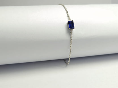 RKC Blue Sapphire Solitaire Charm Bracelets Made With Pure 925 Sterling Silver Weight-3.5 gm