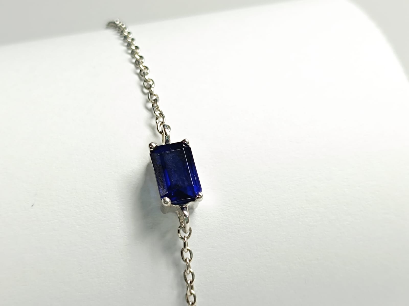 RKC Blue Sapphire Solitaire Charm Bracelets Made With Pure 925 Sterling Silver Weight-3.5 gm
