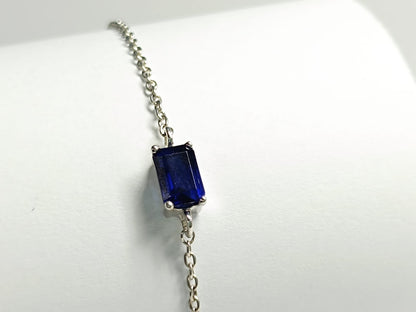 RKC Blue Sapphire Solitaire Charm Bracelets Made With Pure 925 Sterling Silver Weight-3.5 gm