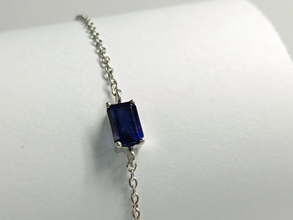 RKC Blue Sapphire Solitaire Charm Bracelets Made With Pure 925 Sterling Silver Weight-3.5 gm
