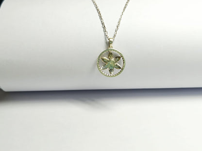RKC Floral Gemstone Pendant Necklace With Cable Chain 925 Sterling Silver