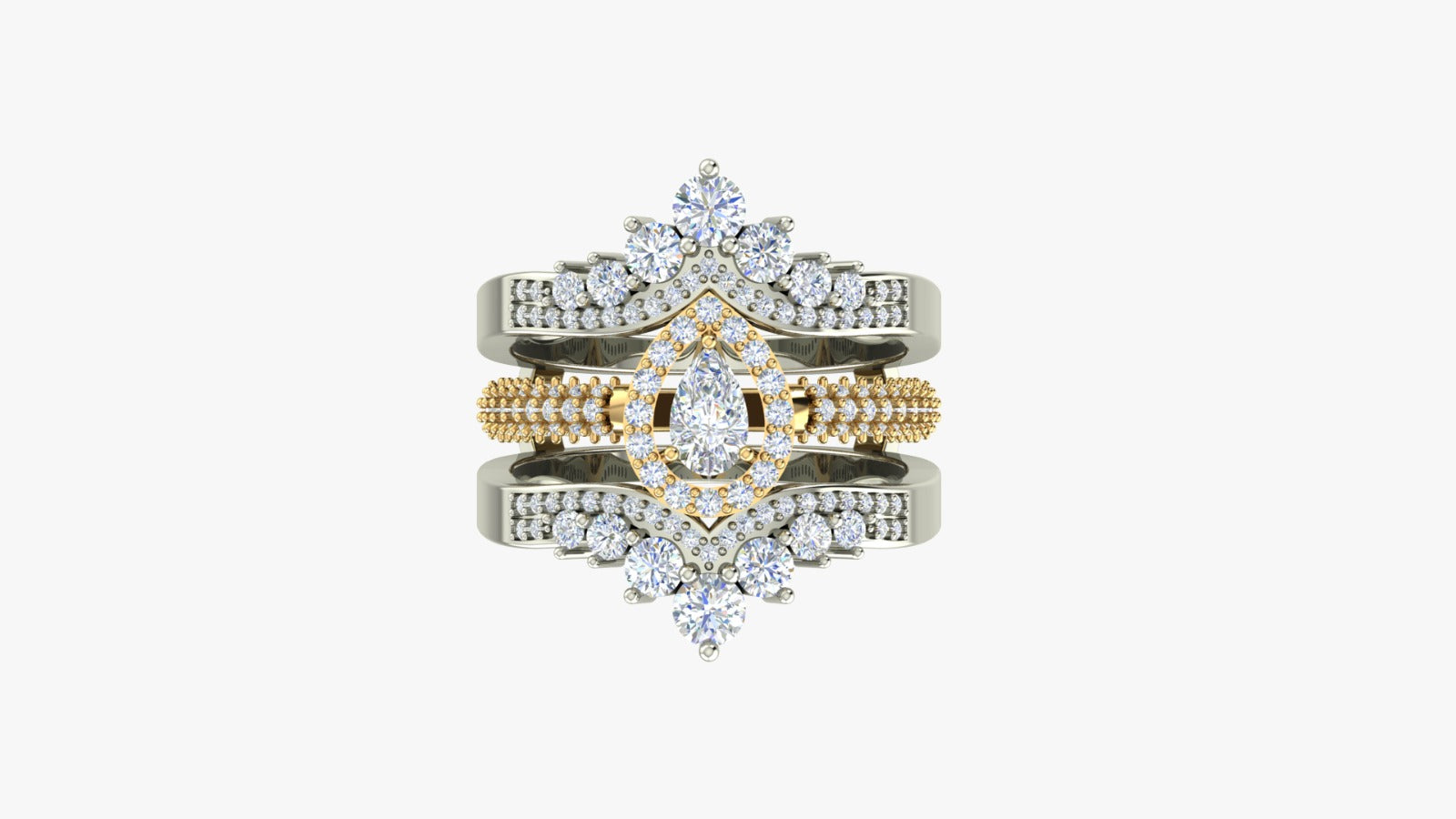 RKC Real Moissanite With 925 Sterling Silver Enhancer Ring Set