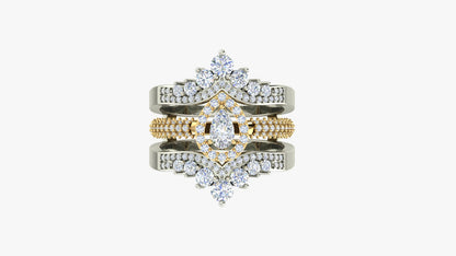 RKC Real Moissanite With 925 Sterling Silver Enhancer Ring Set