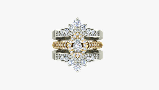 RKC Real Moissanite With 925 Sterling Silver Enhancer Ring Set