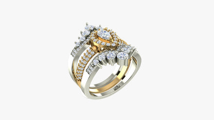 RKC Real Moissanite With 925 Sterling Silver Enhancer Ring Set