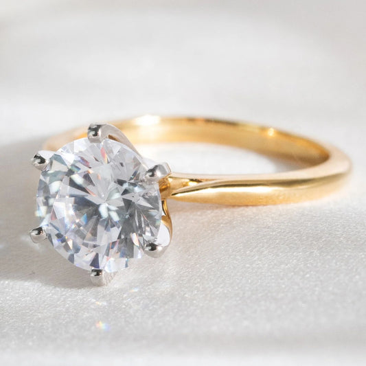RKC 4 Ct Cut Round Cut Moissanite GRA Engagement Rings 14k Two Tone Gold Plated 925 Sterling silver Silver