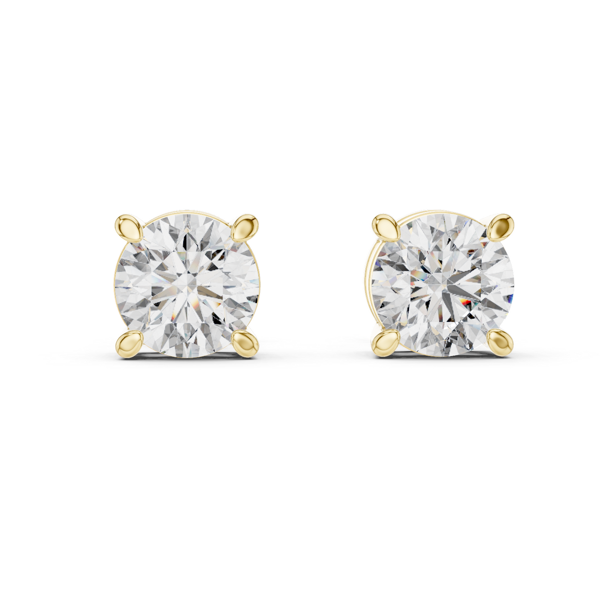 Pair of diamond stud earrings on a white background