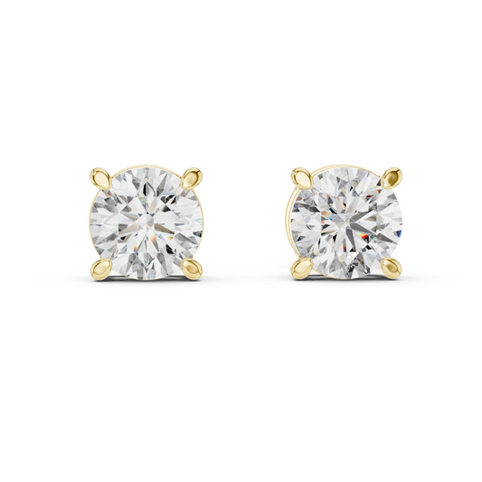 Pair of diamond stud earrings on a white background