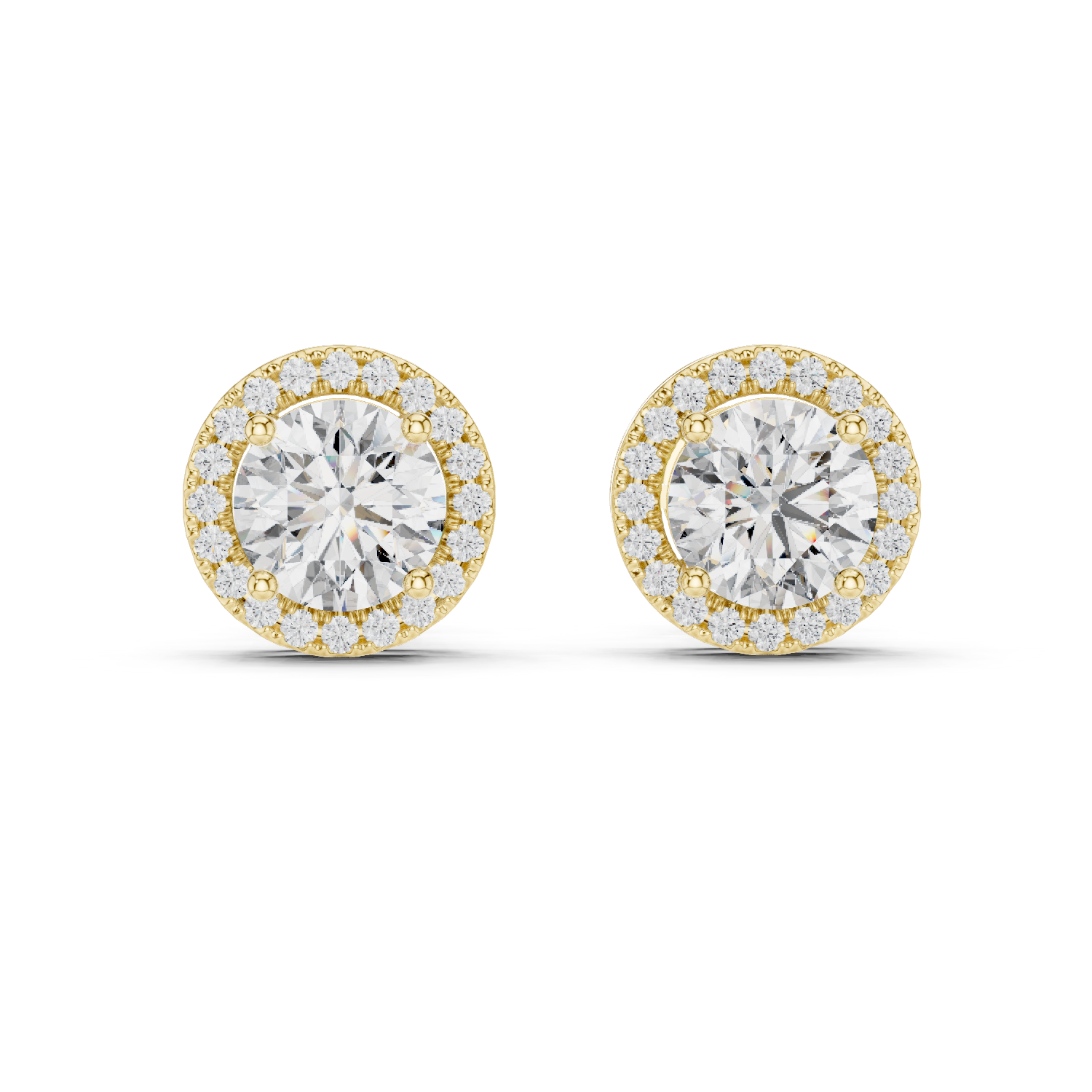 925 Silver 2.90CT Halo Moissanite Stud Earrings 14k Gold Plated