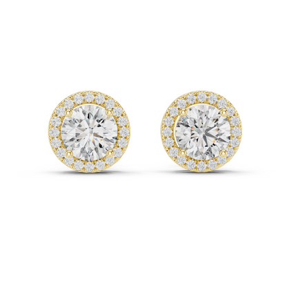 925 Silver 2.90CT Halo Moissanite Stud Earrings 14k Gold Plated