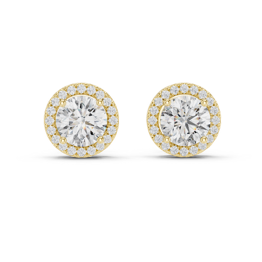 925 Silver 2.90CT Halo Moissanite Stud Earrings 14k Gold Plated
