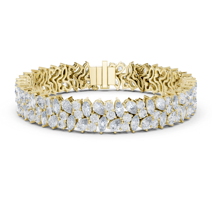925 Silver Multishape Moissanite Tennis Bracelet 14K Gold Plated