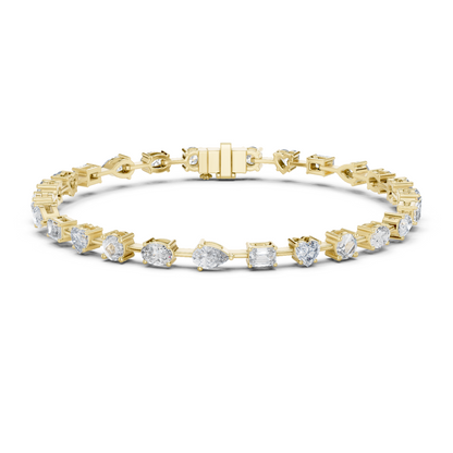 925 Silver Mixed Cut Moissanite Tennis Bracelet 14K Gold Plated
