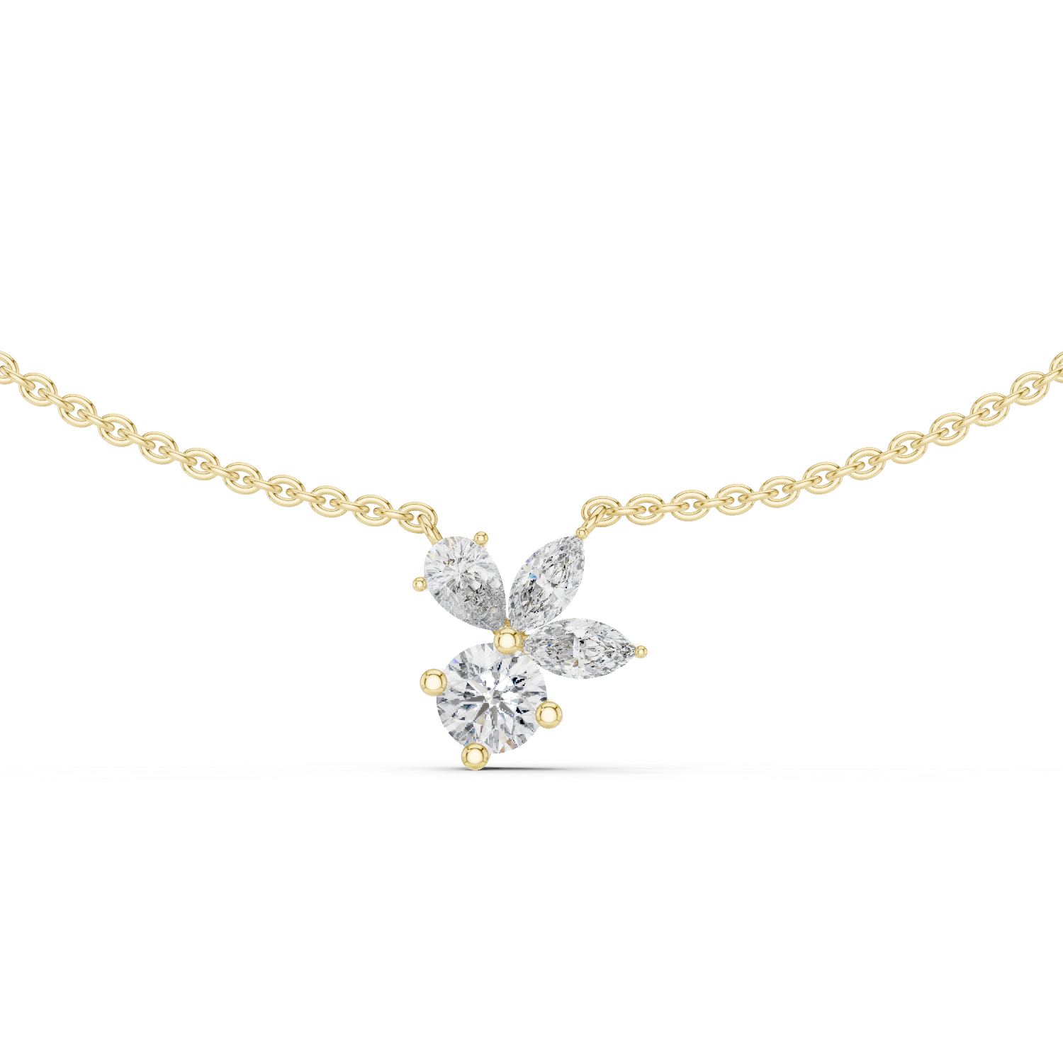 925 Silver Multi-Shape Moissanite Pendant 14K Gold Plated
