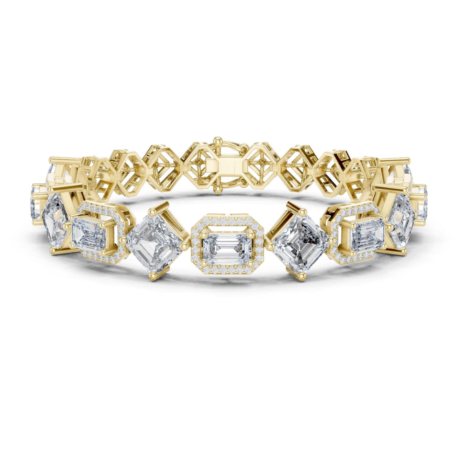 RKC 925 Sterling Silwer 0.39Ct Moissanite Damesarmband 14K Geelgoud Vergulde Wt 11.50gm