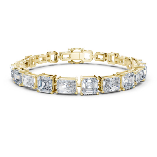 925 Silver Asscher & Radiant Moissanite Tennis Bracelet 14K Gold Plated