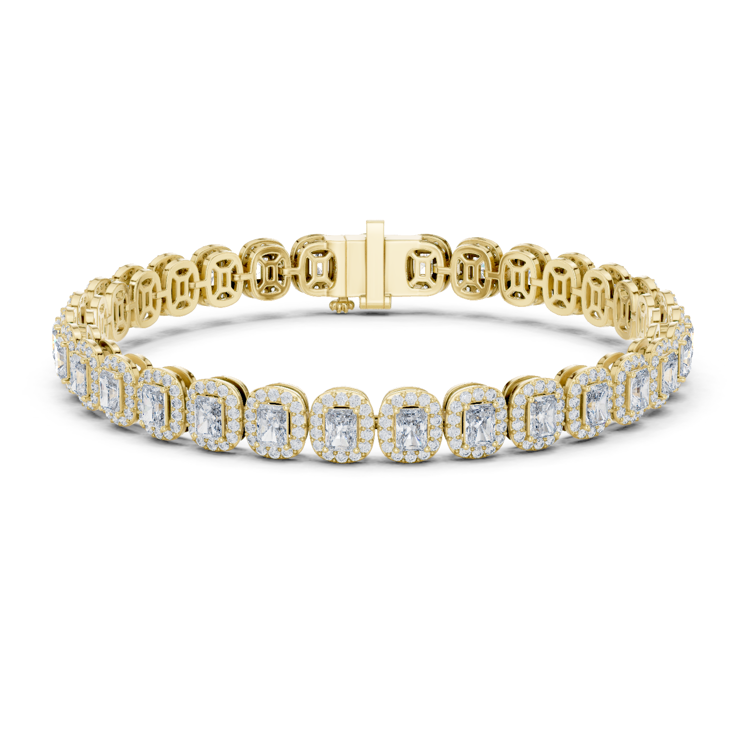 RKC 925 Sterling Silwer 0.39Ct Moissanite Damesarmband 14K Geelgoud Vergulde Wt 11.50gm