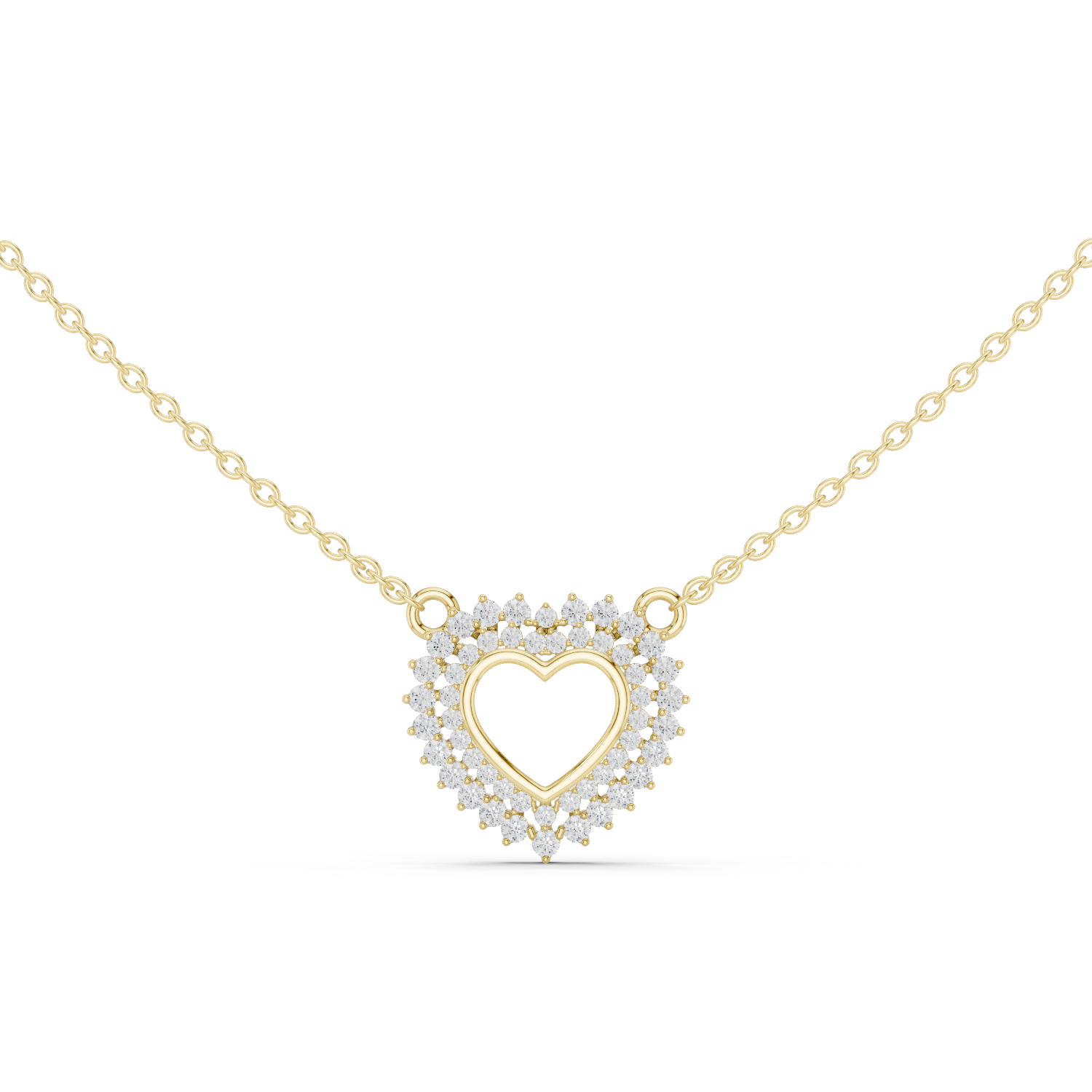 925 Silver Moissanite Heart Shape Pendant 14K Gold Plated