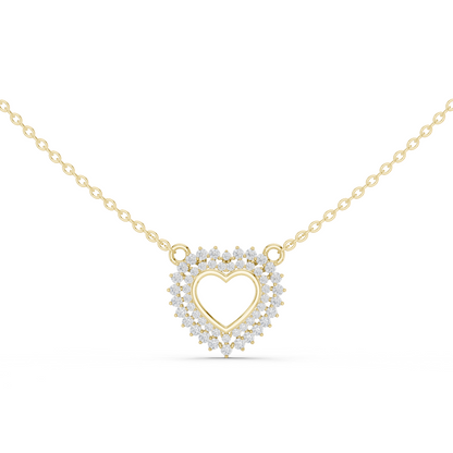 925 Silver Moissanite Heart Shape Pendant 14K Gold Plated