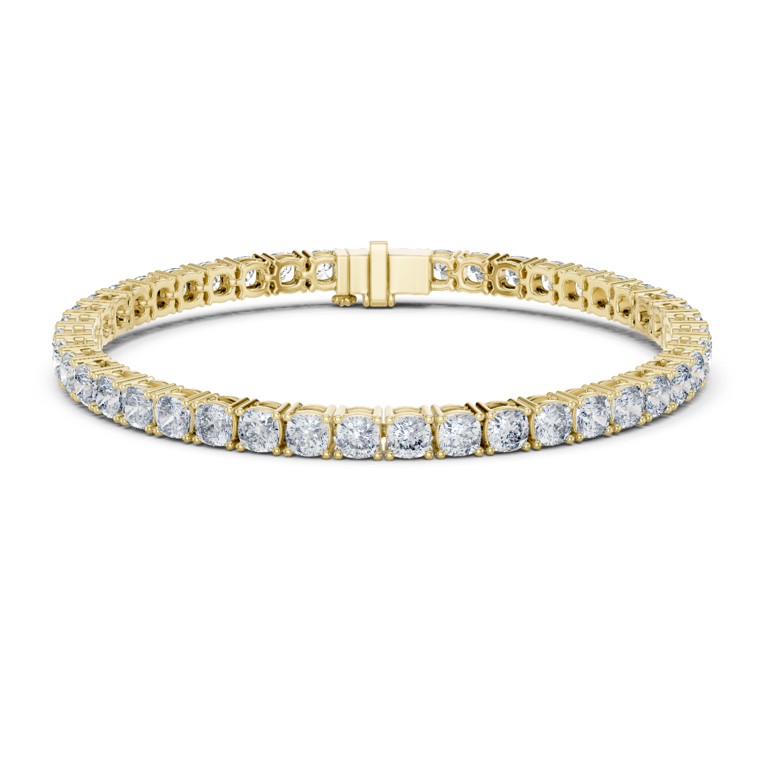 925 Silver Round Cut Moissanite Tennis Bracelet 14K Gold Plated