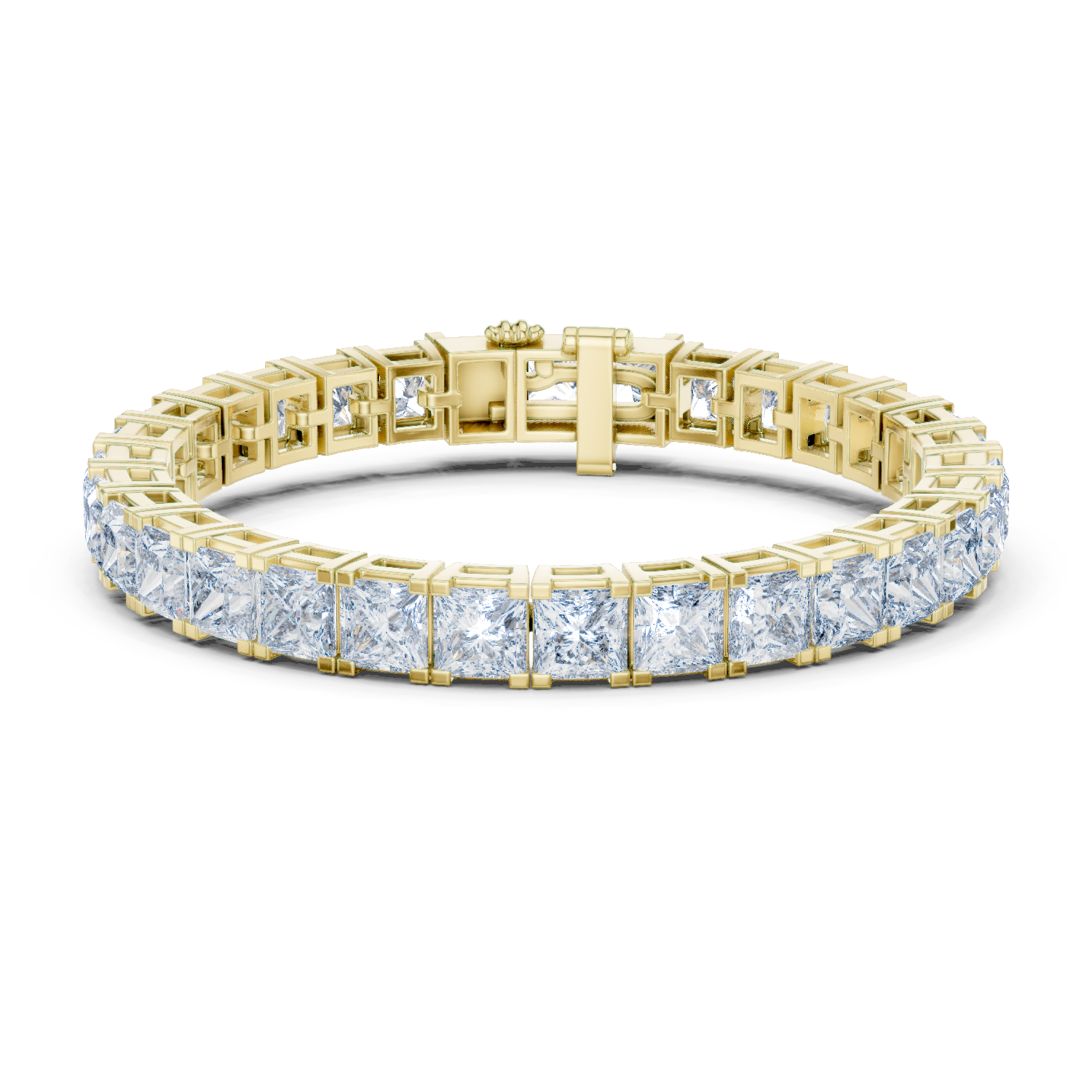 Princess Cut Moissanite Tennis Bracelet in 925 Silver – 14k Gold Finish