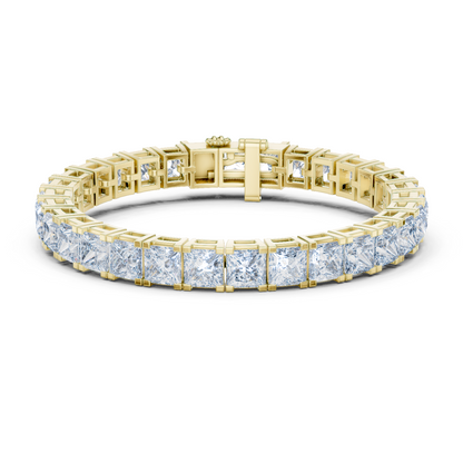 Princess Cut Moissanite Tennis Bracelet in 925 Silver – 14k Gold Finish