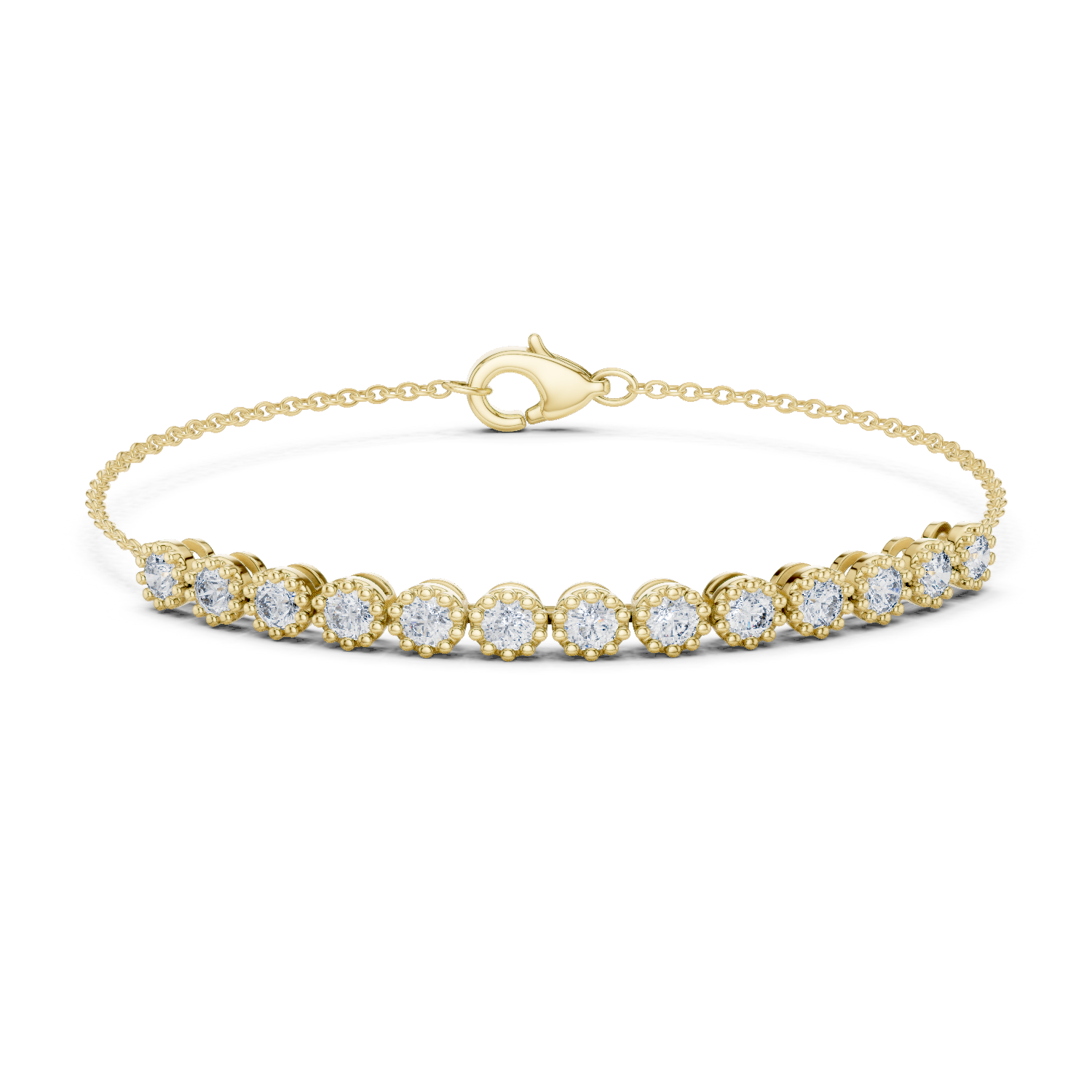 RKC 925 Sterling Silwer 0.39Ct Moissanite Damesarmband 14K Geelgoud Vergulde Wt 11.50gm